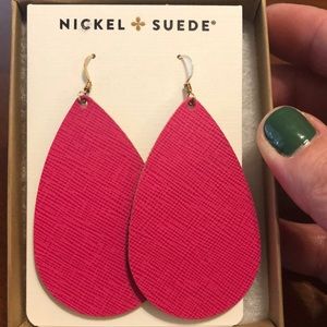 BNIB Nickel and Suede Medium Teardrop Earrings